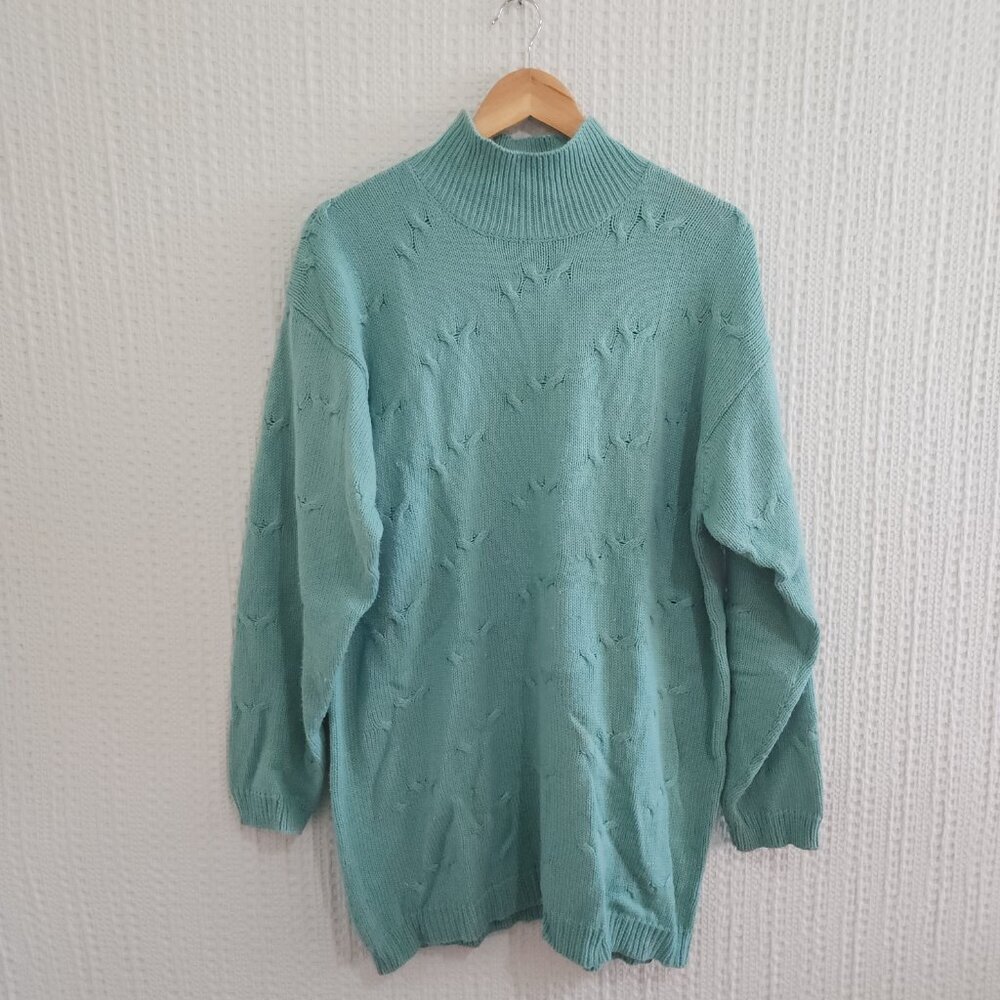 Vintage Teal Mock Neck Sweater M Partners by Mervyn’s 90s Soft Knit Pullover - Picture 12 of 12